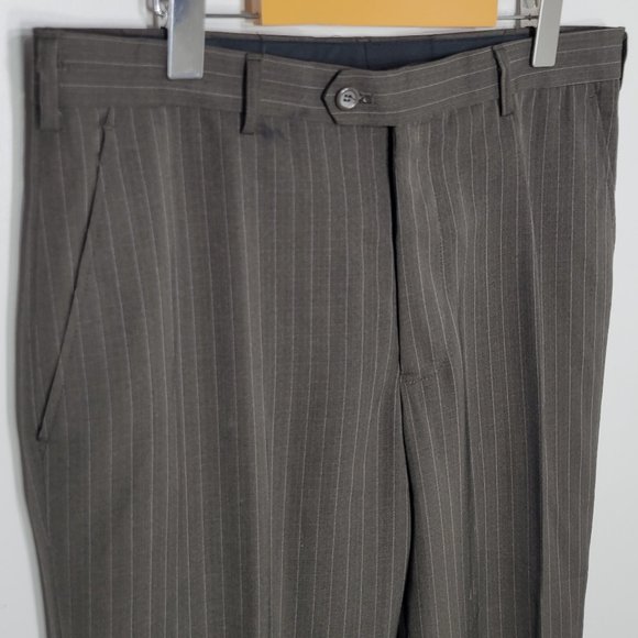 Cigliano Collezione Italy Men's Green Brown Striped Blazer Suits Pants Set W34 - Picture 6 of 16